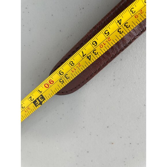 Fossil Genuine Leather Plaid Fabric Belt Unisex Medium Brown Multicolor Bohemian - Picture 7 of 12